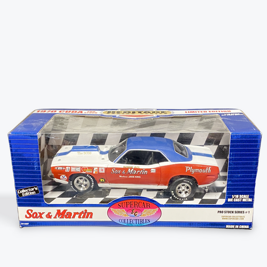 [ULTRA RARE] [LIMITED EDITION] 1970 Plymouth Cuda Sox & Martin Pro Stock/Pro Stock Series - White/Red/Blue/Race Graphics - Ertl Collectibles