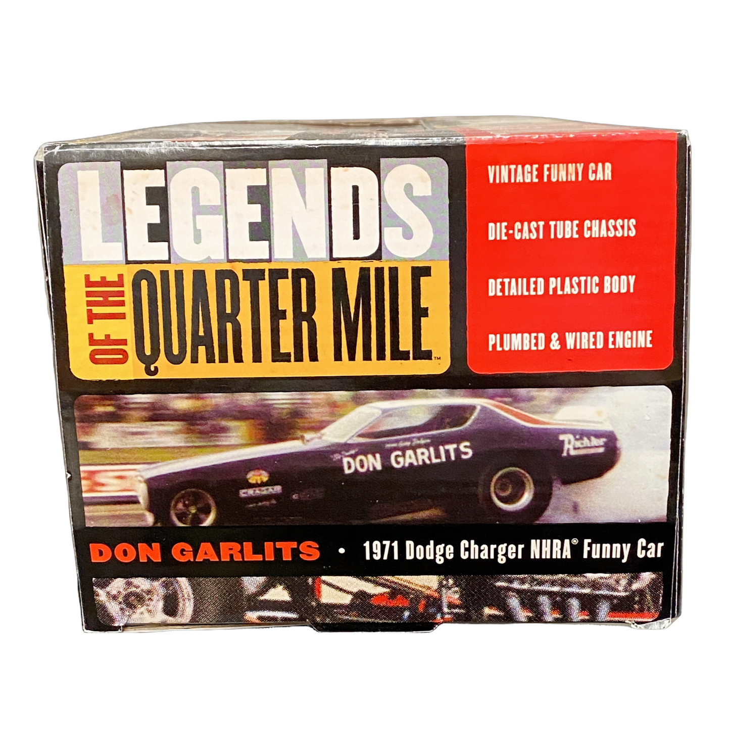1/18 Scale 1971 Dodge	Funny Car Don Garlits "Big daddy" Black/ White strips on hood/ Graphics - Autoworld