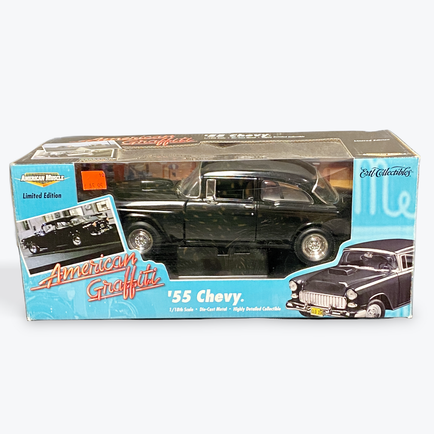 1/18 Scale 1955 Chevrolet Two-door post American Graffiti #4 Black - Ertl Collectibles