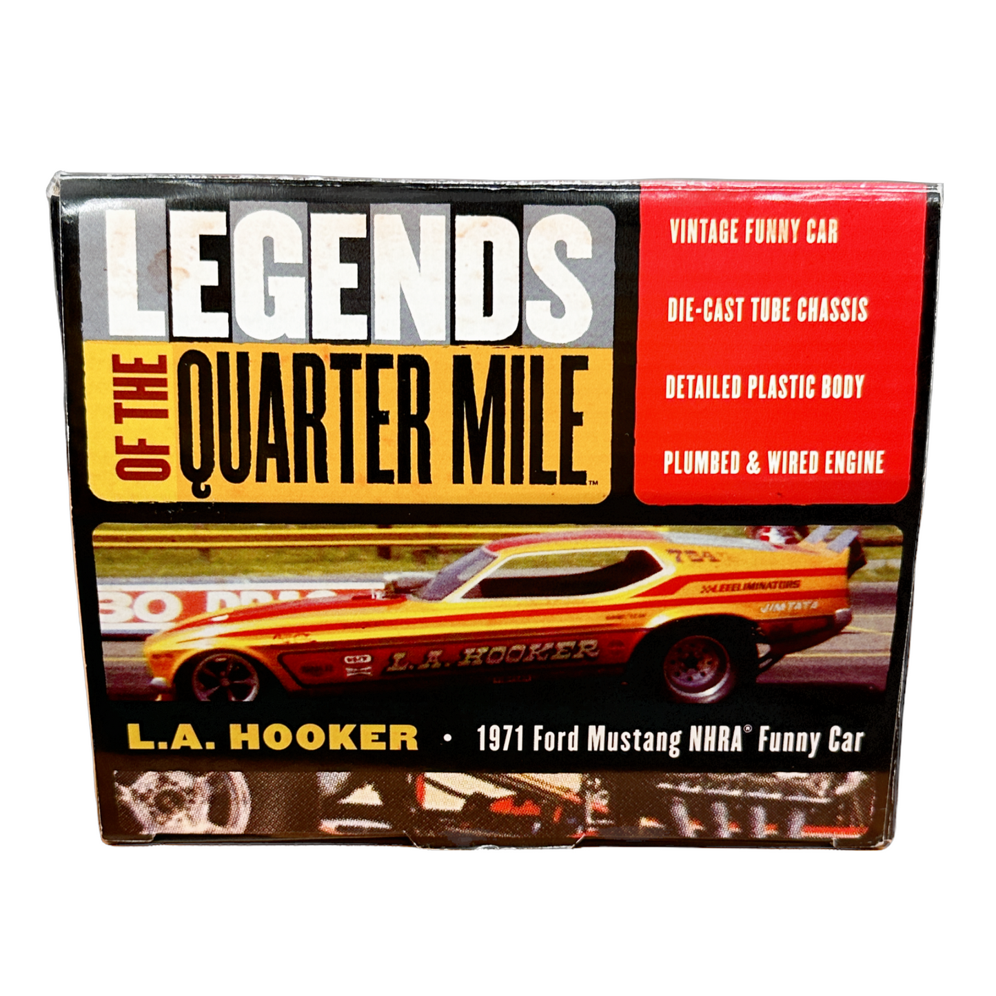 1/18 Scale 1971 Ford Mustang F/C LA Hooker Orange/Red/Race Graphics - Autoworld