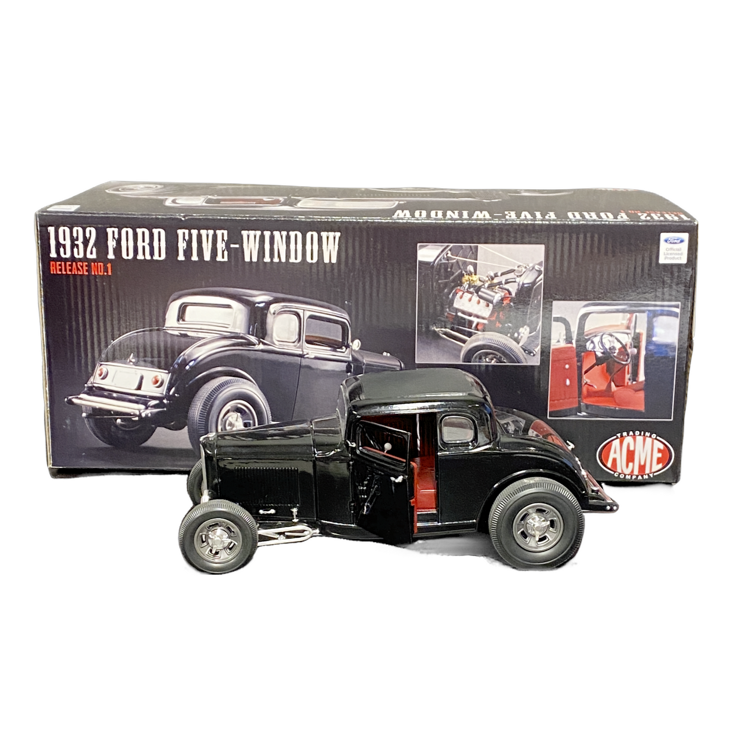 1/18 Scale 1932 Ford 5 window coupe 1st in 5 window series Black w/black interior - Acme/GMP