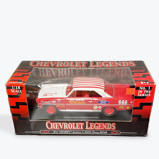 [LIMITED EDITION] 1/18 Scale 1966 Chevrolet Nova II Bill "Grumpy" Jenkins A/S White/Red/Race Graphics - Ertl Collectibles