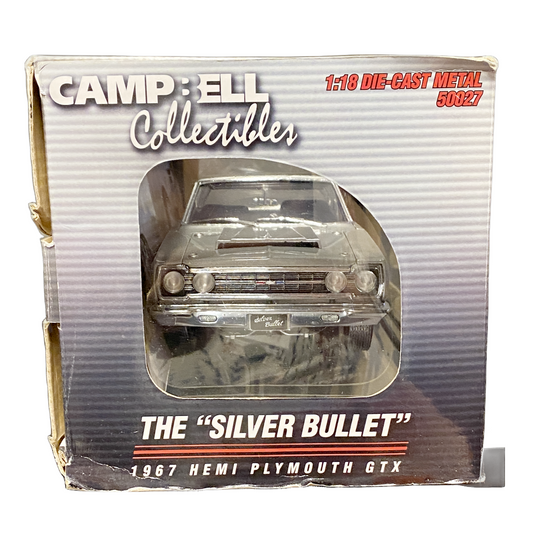 1/18 Scale 1967 Plymouth GTX HT	426 Hemi/"The Silver Bullet"	Silver - Highway 61