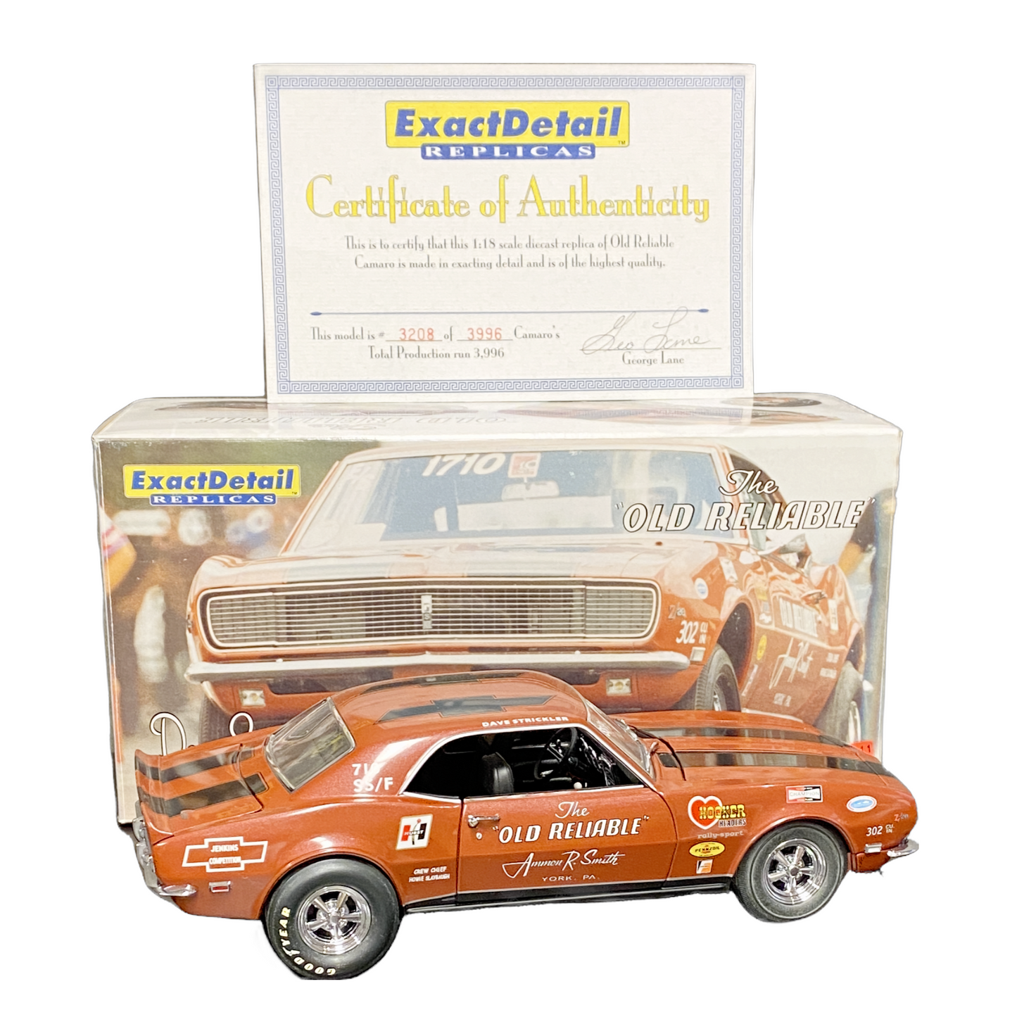 1/18 Scale 1968 Chevrolet Camaro	Dave Stickler Old Realiable Corvette Bronze/race graphics - Exact Detail