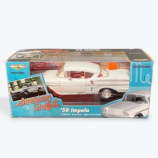 [LIMITED EDITION]1/18 Scale 1958 Chevrolet Impala	American Graffiti White/Red Pinstripes - Ertl Collectibles