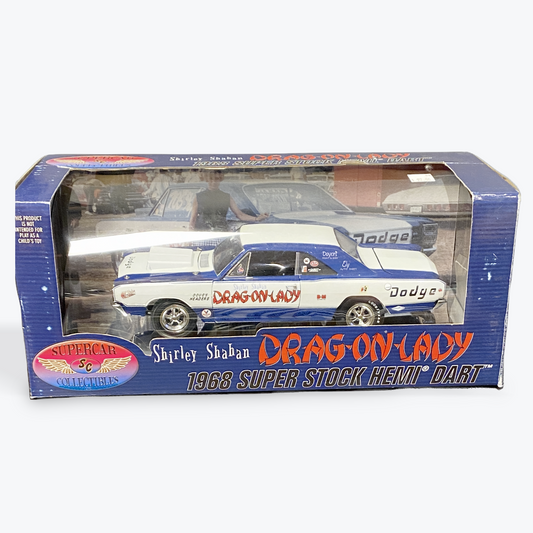 1/18 Scale 1968 Dodge  Dart Hemi SS Shirley Shahan  "Drag-On-Lady" White/Blue/race graphics - Highway 61
