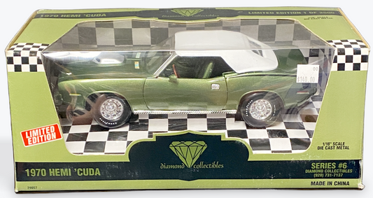 1/18 Scale "Mr. Yuk" 1970 Plymouth Cuda Convertible (SUPER RARE WHITE TOP)  Ivy Green - Ertl Collectibles (SUPER RARE WHITE TOP)