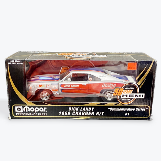 [LIMITED EDITION] 1/18 Scale 1969 Dodge Charger R/T Dick Landy SS Grey/blue/Red/Race Graphics - Ertl Collectibles