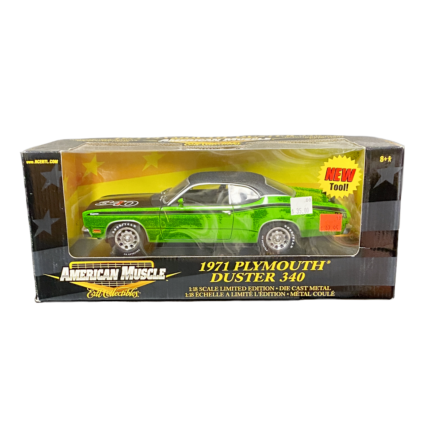 1/18 Scale 1971 Plymouth Duster 340 Green/ Black hood and roof - Ertl Collectibles