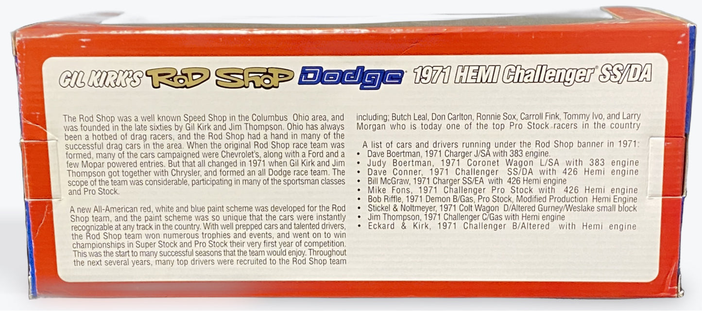 1/18 Scale 1971 Dodge Challenger Rod Shop Dodge