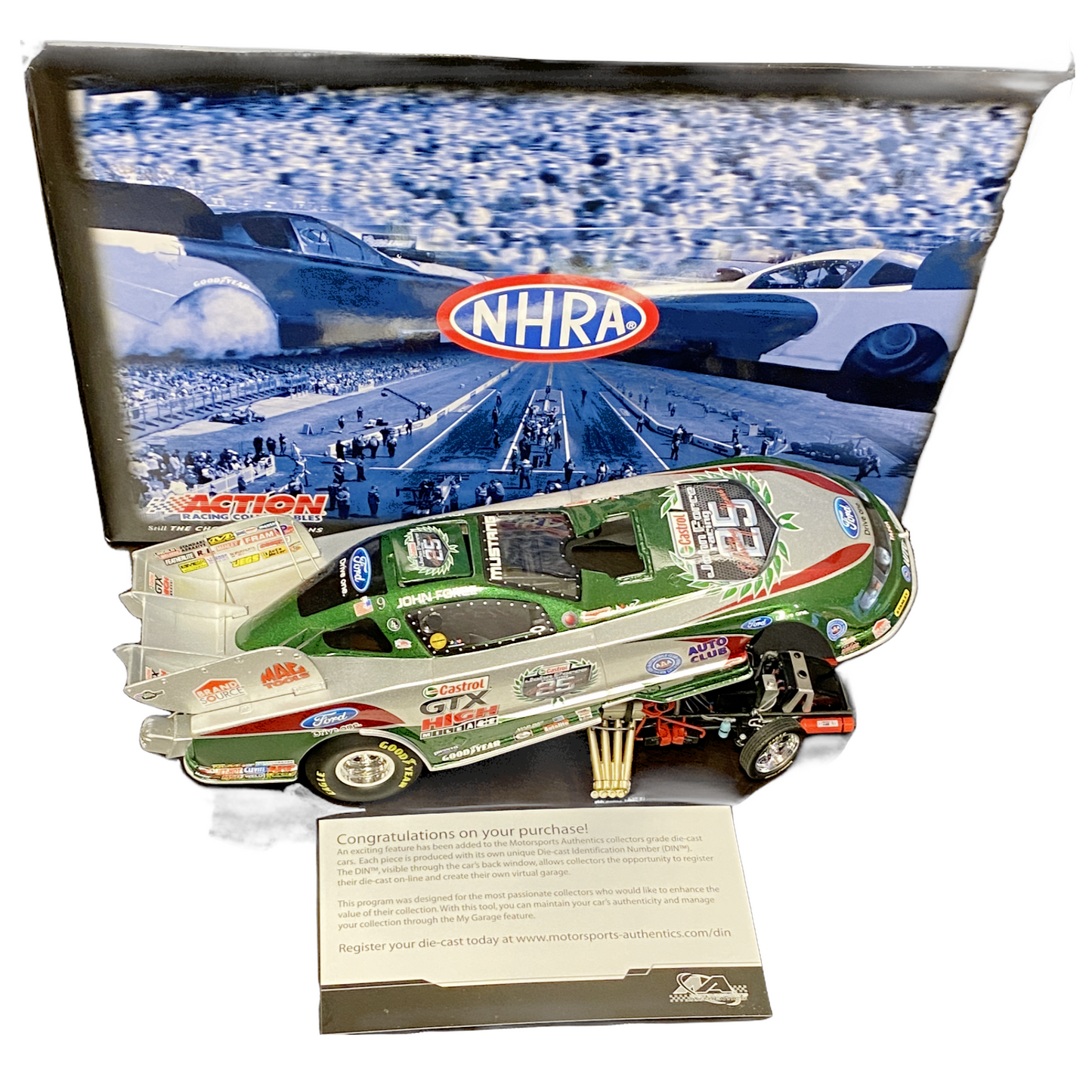 1/24 Scale Funny car - Action Collectibles - 2010 John Force Castrol 25th Anniversary Mustang Funny Car