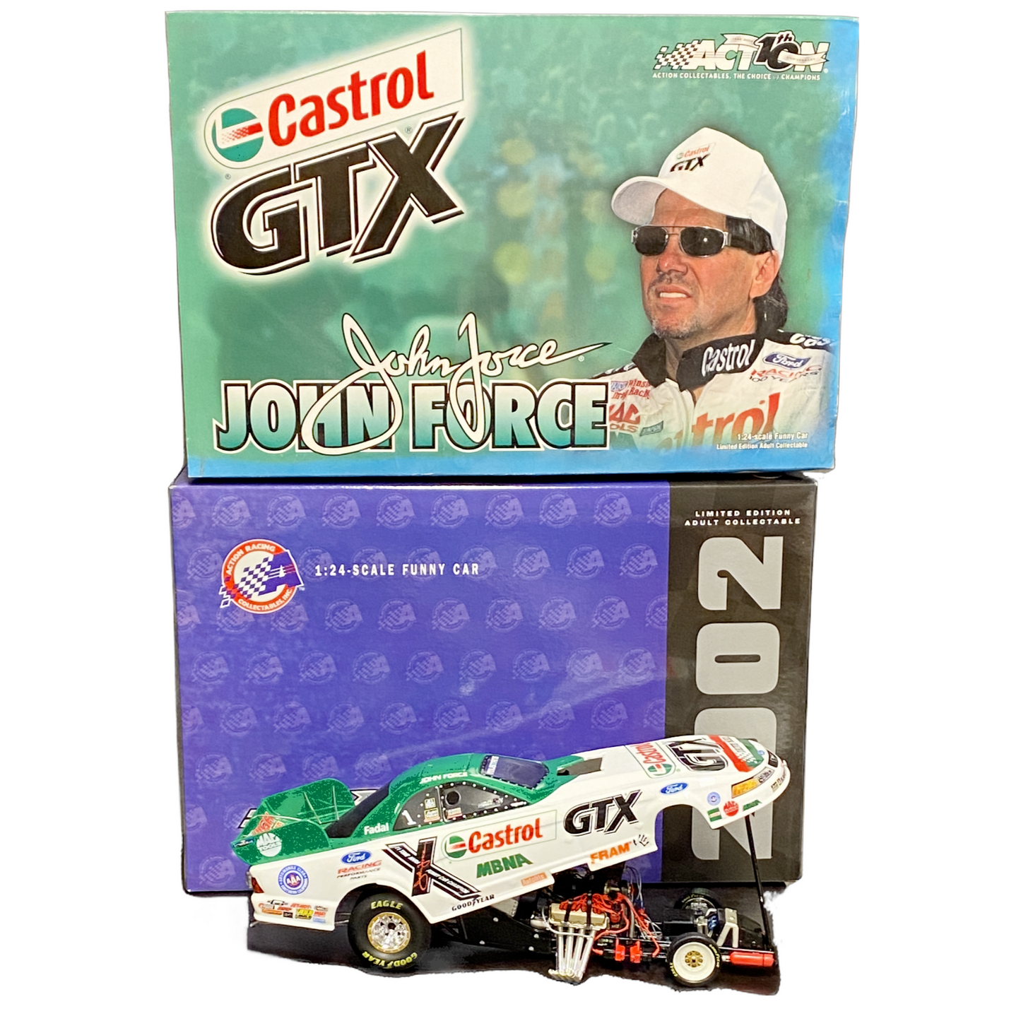 1/24 Scale Funny car - Action Collectibles - 2002 John Force Castrol GTX Mustang Funny Car