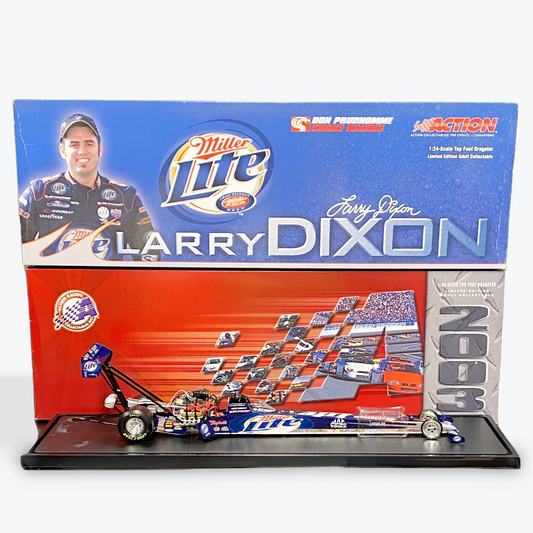 1/24 Scale 2003 Larry Dixon Jr. Top Fuel Miller Lite - Action Collectibles - White/blue