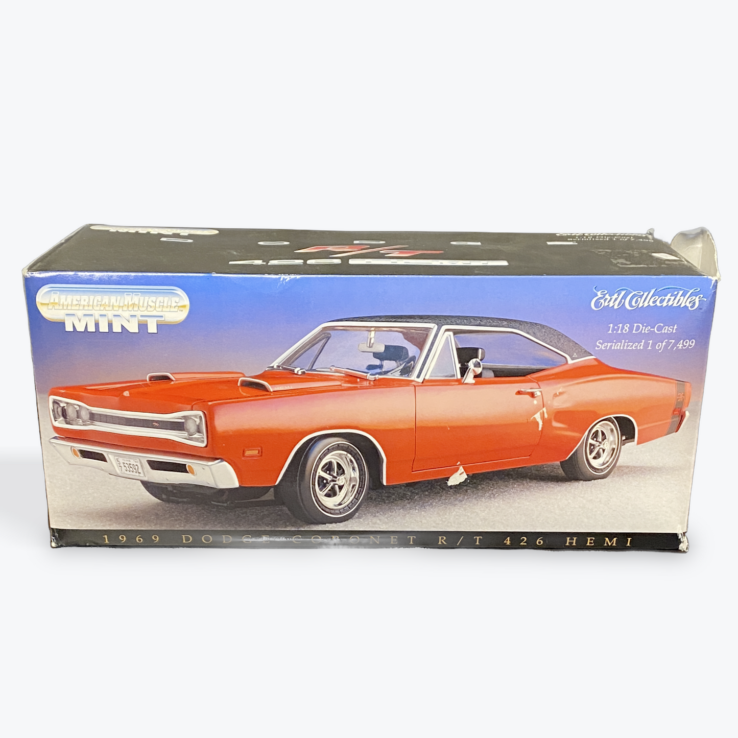 1/18 Scale American Muscle 1969 Dodge Coronet R/T - Mint Series/Hemi/Black Vinyl Top - Performance Red - Ertl Collectibles